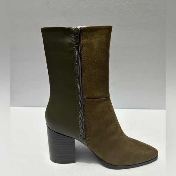 JOURNEE COLLECTION Womens Olive Two-Toned Sharlie Toe Block Heel Booties 7 - Picture 2 of 6